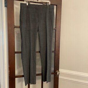 Ann Taylor Gray Trousers with Thin Silver Plaid, Size 12T